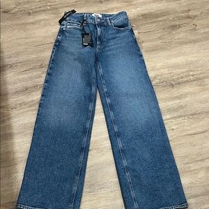 PAIGE Dark Blue Wide Leg Jeans